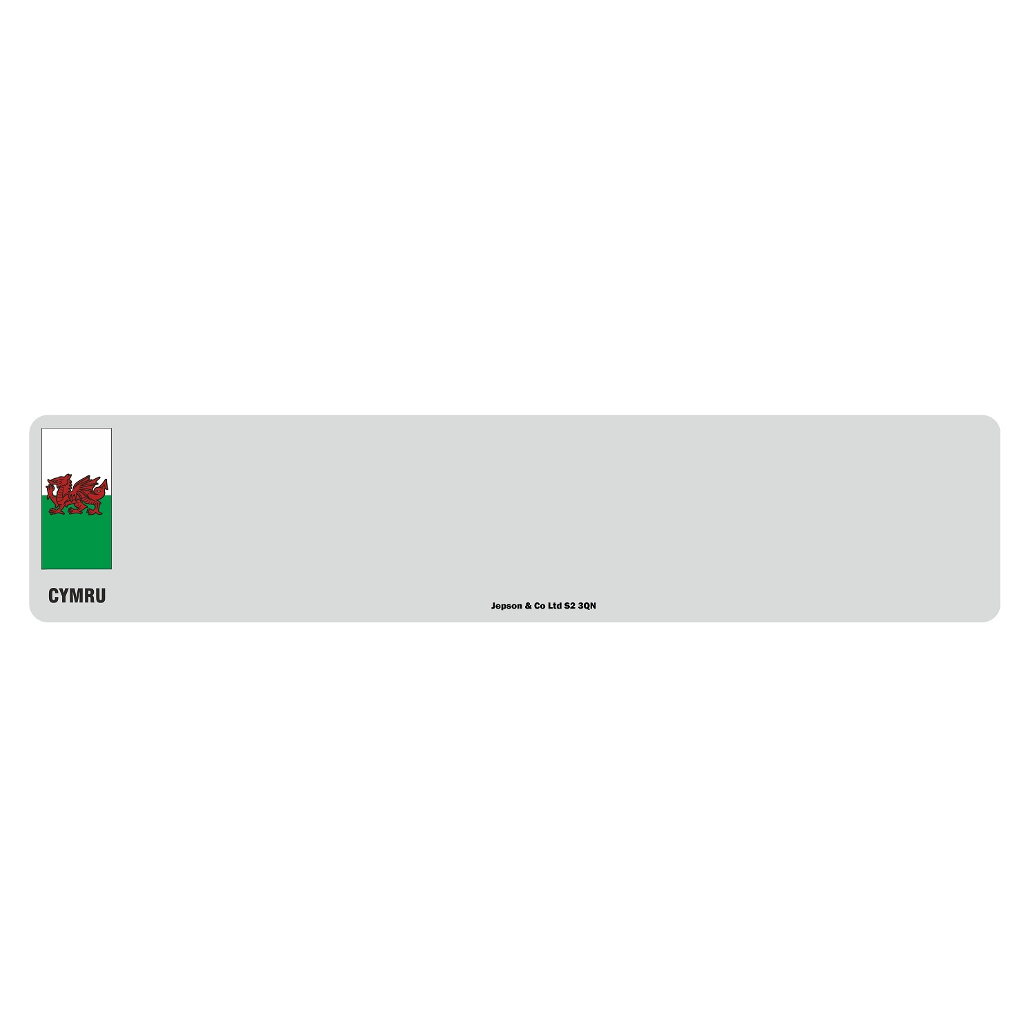 Car standard oblong Nikkalite white reflective: 520 x 111mm (pre-printed) with Wales flag