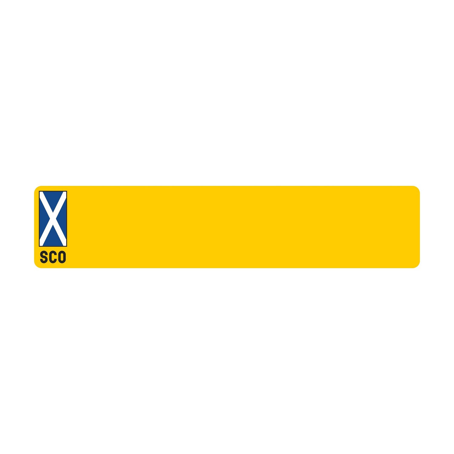 Car standard oblong 3M yellow reflective: 520 x 111mm with Scotland flag