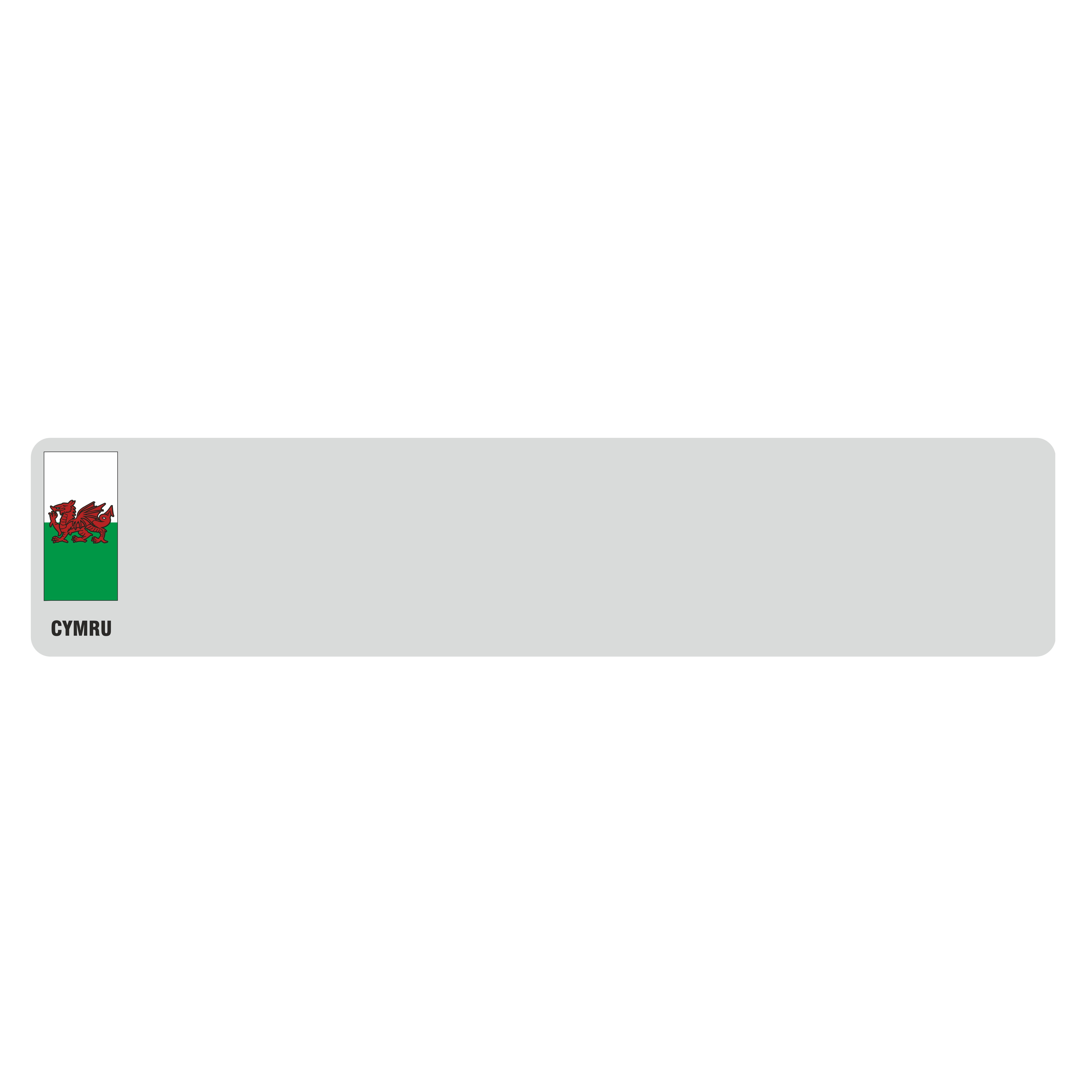 Car standard oblong 3M white reflective: 520 x 111mm with Wales flag