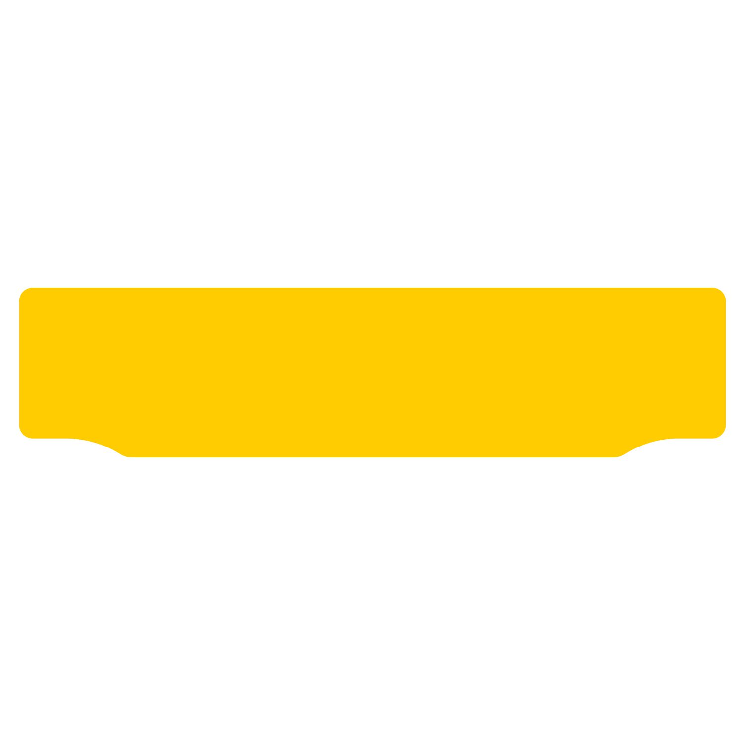 Car lipped oblong yellow KiwaLite reflective: 520 x 125mm