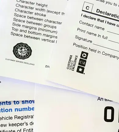 documents for number plates